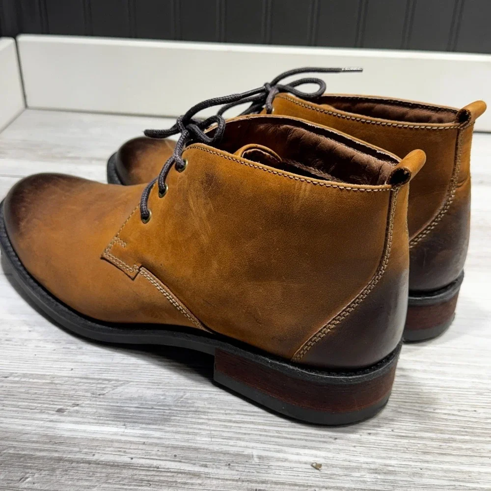 CLARKS Mens Boots Mid Brown Leather Size 12M 34108